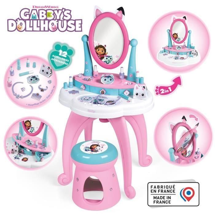 Smoby SMO3032163202547 Tocador infantil 2 en 1 Gabby y la Casa Mágica con taburete, 12 accesorios y espejo regulable Smoby SMO3032163202547 Tocador infantil 2 en 1 Gabby y la Casa Mágica con taburete, 12 accesorios y espejo regulable