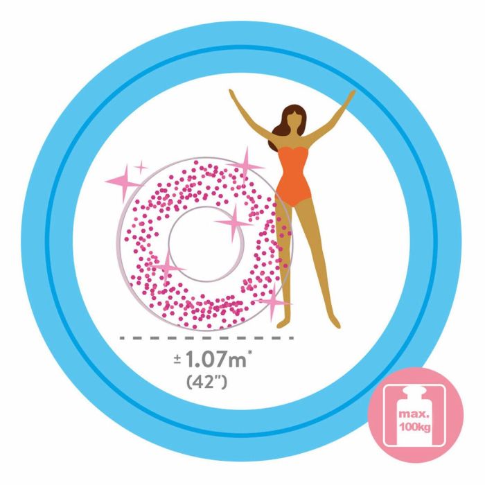 Flotador Hinchable Donut Intex Transparente Purpurina Ø 119 cm (6 Unidades) 2 Flotador Hinchable Donut Intex Transparente Purpurina Ø 119 cm (6 Unidades) 2