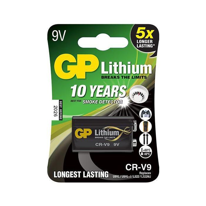 GP CRV9SD-2U1 Pila de Litio 9V, Paquete de 1 Unidad 0 GP CRV9SD-2U1 Pila de Litio 9V, Paquete de 1 Unidad 0
