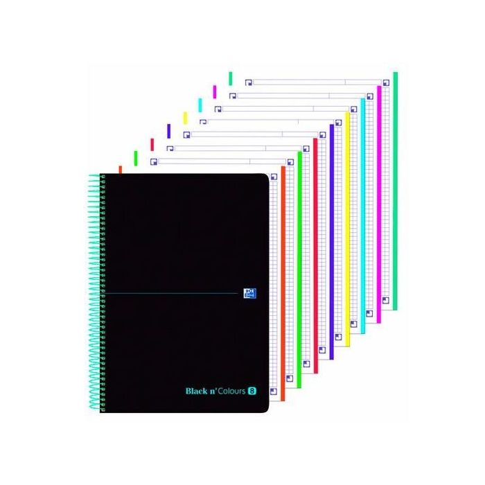Oxford Cuaderno Black N' Colours Europeanbook 8 Microperforado 160H A4+ 5x5 Tapa Plástico Negro (Pack 5 Unidades) (5 Unidades)