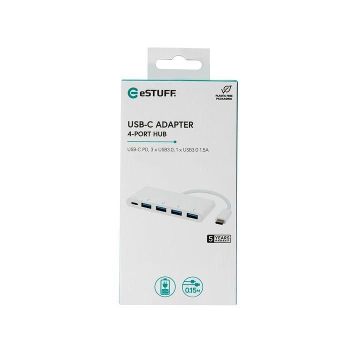 eSTUFF Hub de Carga USB-C a 4 Puertos USB 3.0 con Puerto de Carga USB-C para Portátil, Tablet y Dispositivos Compatibles 1 eSTUFF Hub de Carga USB-C a 4 Puertos USB 3.0 con Puerto de Carga USB-C para Portátil, Tablet y Dispositivos Compatibles 1