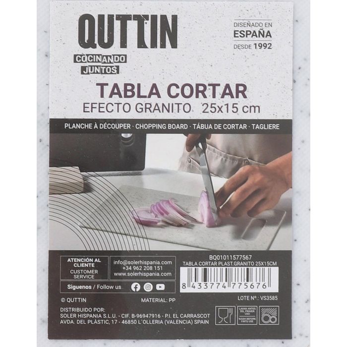 Tabla de cortar plástico granito 25x15 cm Quttin (24 Unidades) 4 Tabla de cortar plástico granito 25x15 cm Quttin (24 Unidades) 4
