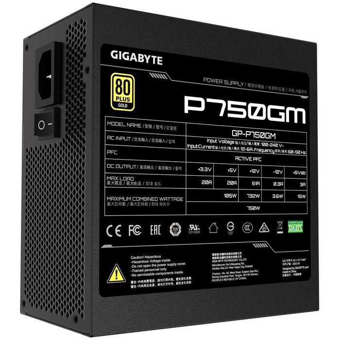 Gigabyte P750GM Fuente de Alimentación PC 750W 80 PLUS Gold Certificada, Modular, PFC Activo, Ventilador 120mm HYB 1 Gigabyte P750GM Fuente de Alimentación PC 750W 80 PLUS Gold Certificada, Modular, PFC Activo, Ventilador 120mm HYB 1