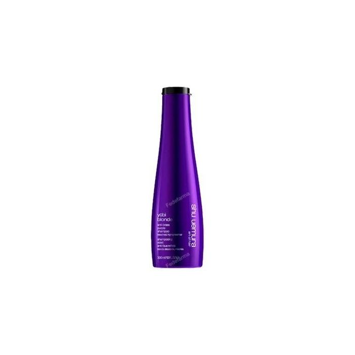 Shu Uemura YUBI BLONDE violet perfector shampoo. Champú Matizador para Cabello Rubio y Teñido, Neutraliza Tonos Amarillos, 300 ml.