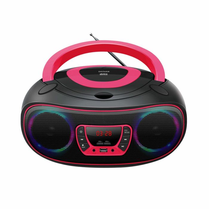 REPRODUCTOR CD DENVER TCL-212BTPINK - 2*2W SALIDA - RADIO FM - MP3 - USB - FUNCIÓN BLUETOOH - LUCES LED REPRODUCTOR CD DENVER TCL-212BTPINK - 2*2W SALIDA - RADIO FM - MP3 - USB - FUNCIÓN BLUETOOH - LUCES LED
