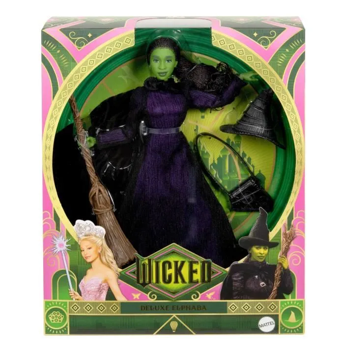 Wicked Muñeca Elphaba HXY38 con Pelo Trenzado y Múltiples Poses - Wicked 1