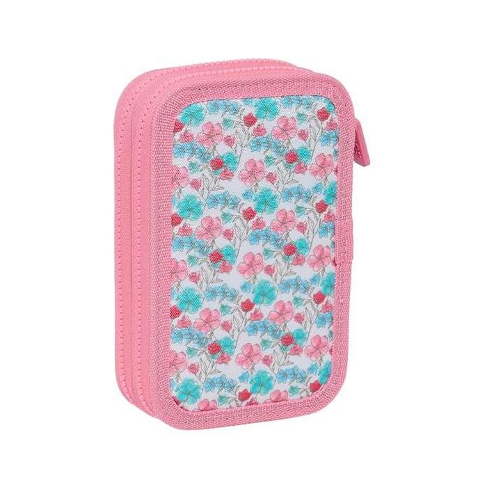 Safta Plumier Doble Pequeño Reciclado Moos Flores 28 Piezas 12,5x19,5x4 cm 1