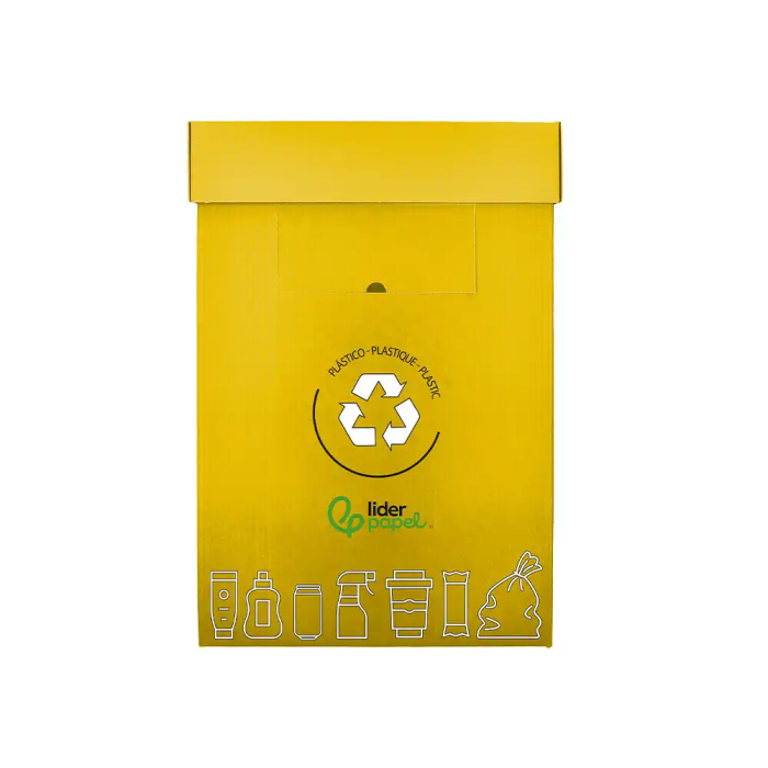 Liderpapel Contenedor Papelera Reciclaje para Envases 70L Amarillo 450x350x650mm Cartón Reciclado 1