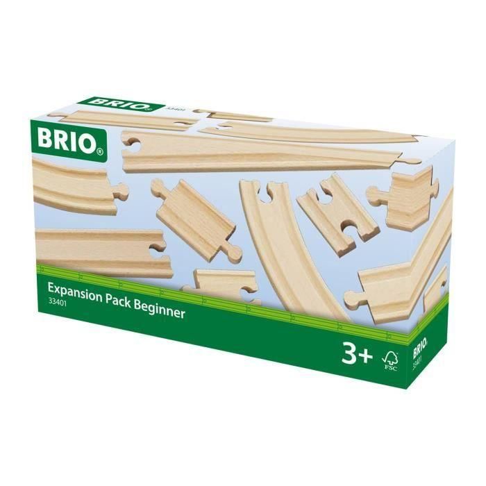 Brio World 33401 Caja de Debutantes Evolution - Set de 11 Rieles de Madera de Haya para Circuito de Tren Niños +3 Años