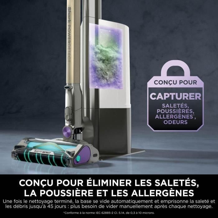 Shark IP3251EUT Aspiradora Escoba Power Detect con Dirt, Edge, Floor y Duoclean Detect, Vaciado Automático y Antialérgeno 4