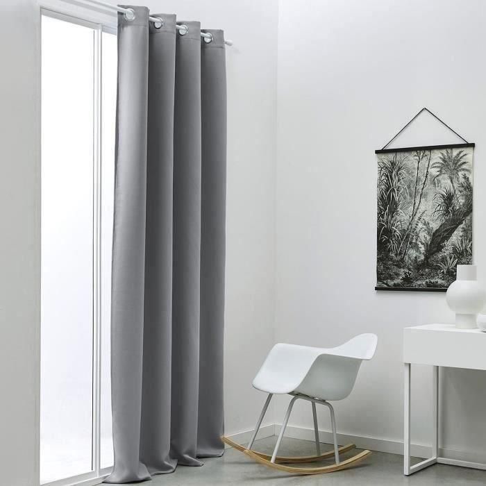Today Cortina Opaca Essential Lisa de Poliéster con Ojales, Bloquea Luz y Mantenimiento Fácil, 140 x 240 cm, Color Acero