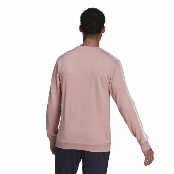 Sudadera sin Capucha Hombre Adidas Essentials French Terry 3 Stripes Rosa 1