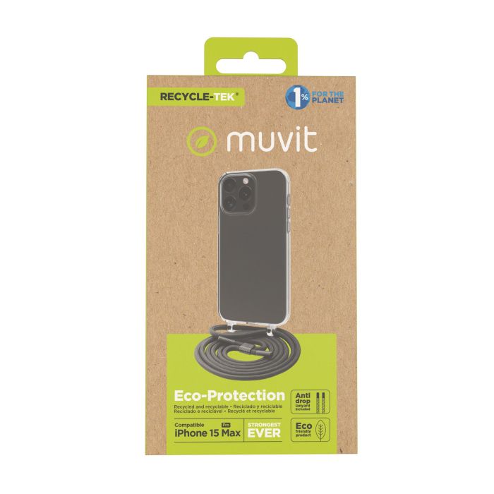 Muvit Funda Recycletek para iPhone 15 Pro Max - Transparente, Material Reciclado, Certificación GRS 7 Muvit Funda Recycletek para iPhone 15 Pro Max - Transparente, Material Reciclado, Certificación GRS 7