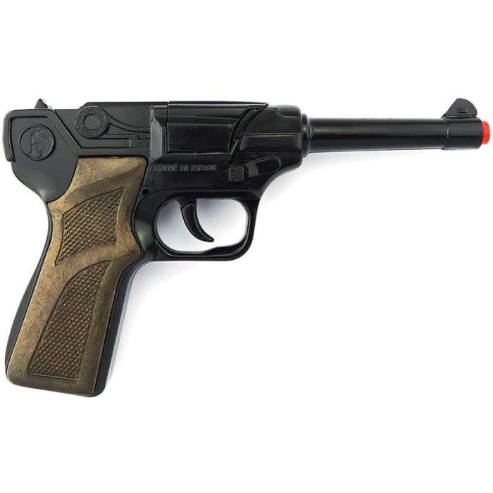 Pistola policia 8 tiros en negro 17x12x3 cm Pistola policia 8 tiros en negro 17x12x3 cm