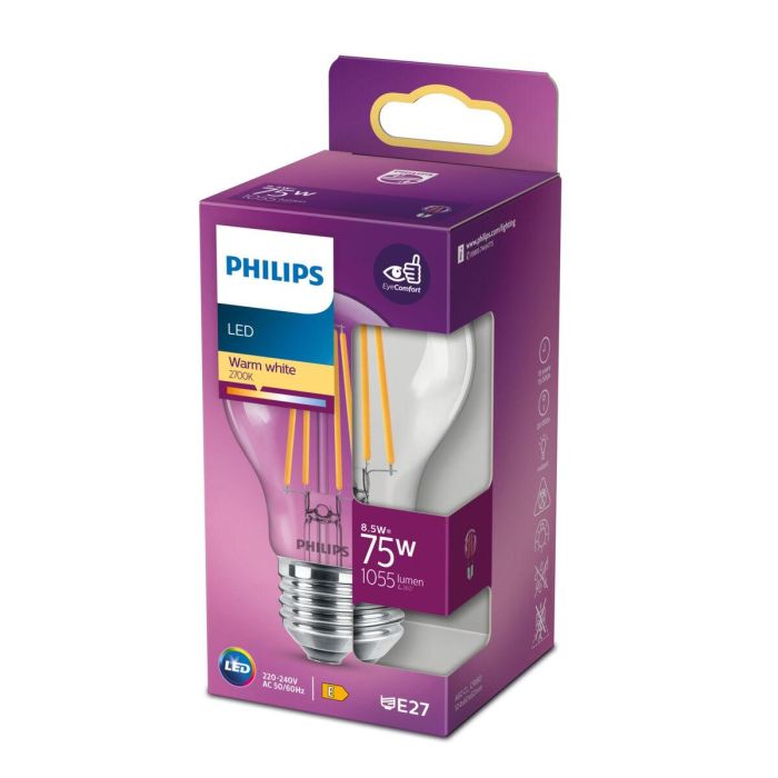 Philips Bombilla LED E27 Equivalente 75W Blanco cálido no regulable 2 Philips Bombilla LED E27 Equivalente 75W Blanco cálido no regulable 2