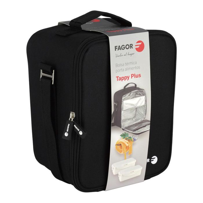 Fagor Bolsa Porta Alimentos Tappy Plus con Tuppers, Semi-Rígido, Aislante, Incluye 2 Contenedores, 17.5x17x24.5cm 2 Fagor Bolsa Porta Alimentos Tappy Plus con Tuppers, Semi-Rígido, Aislante, Incluye 2 Contenedores, 17.5x17x24.5cm 2