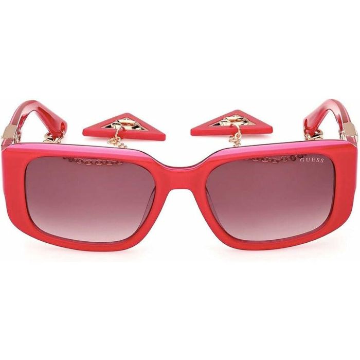 Guess Gafas GU7891 72T - Gafas de Sol Rectangulares para Mujer, Rosa Brillante con Cristales Burdeos Degradado 1