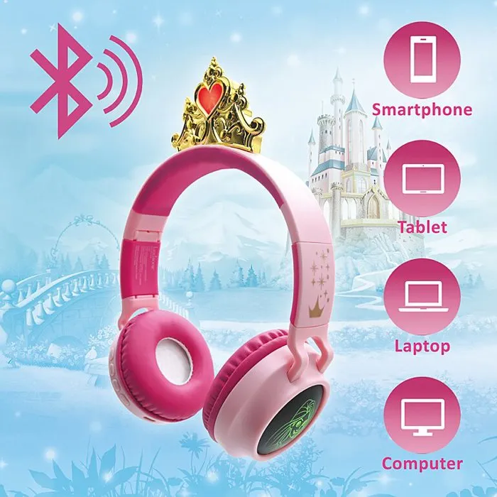 Lexibook Auriculares Bluetooth de Princesas Disney con efectos de luz 2