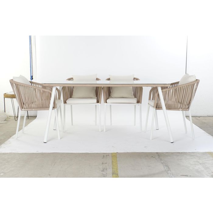 Conjunto de Mesa con Sillas DKD Home Decor Beige 78 cm 163 x 95 x 6 cm 6
