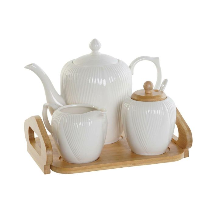 Tetera Basicos DKD Home Decor Blanco Natural 20 x 7 x 24 cm Set de 4 Tetera Basicos DKD Home Decor Blanco Natural 20 x 7 x 24 cm Set de 4