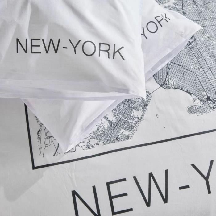 Today TOD3574641256562 Juego de cama JAVA de Algodón 240x220 cm para 2 personas, Estampado New York, Blanco 1