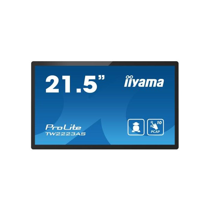 Iiyama 21,5" Panel-Pc Android 12, Soc Rk3399 4Gb, 32Gb, Pcap Bezel Free 10-Ptouch, 1920X1080, Va Panel, Speakers, Wifi, Bt5.2, Micro-Sd Slot, Usb 2X 2.0 1X 3.2, Mini-Jack (Mic/Headphone), Hdmi-Out, 350Cd/M, Cable Cover, Google Gms (TW2223AS-B2)