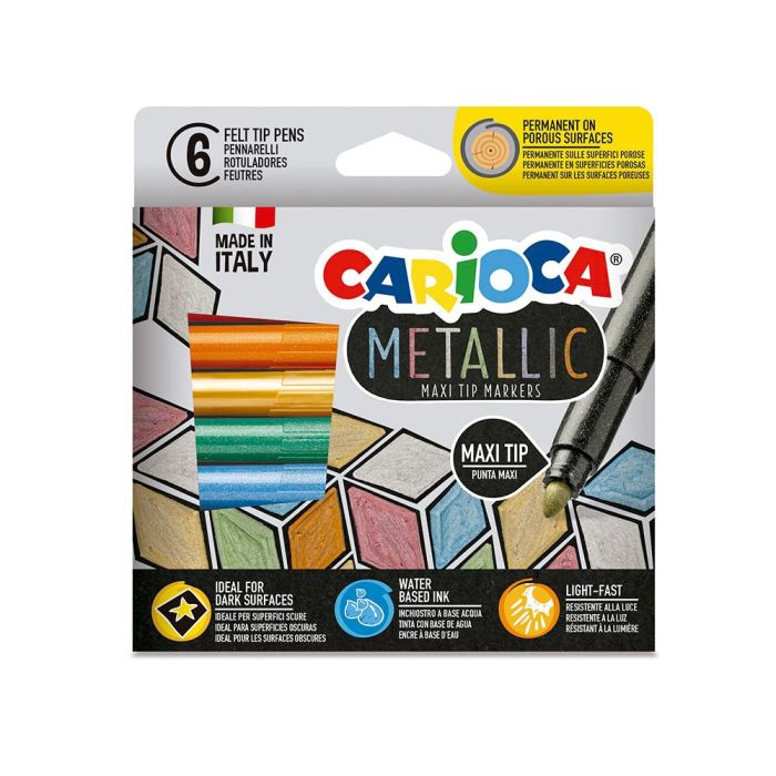 Rotulador Carioca Metallic Punta Maxi 6 mm Caja De 6 Colores Surtidos 1