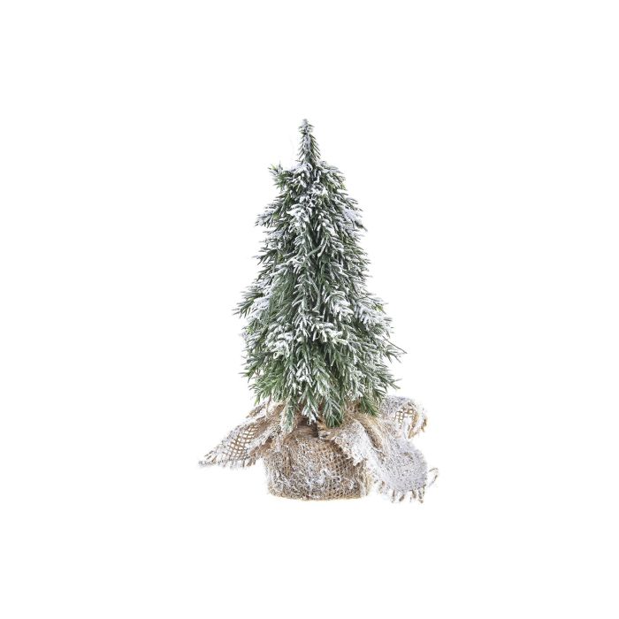 DKD Home Decor Árbol de Navidad Tradicional Verde y Blanco de PVC, Decoración Navideña para el Hogar, 20x20x28 cm (4 Unidades)