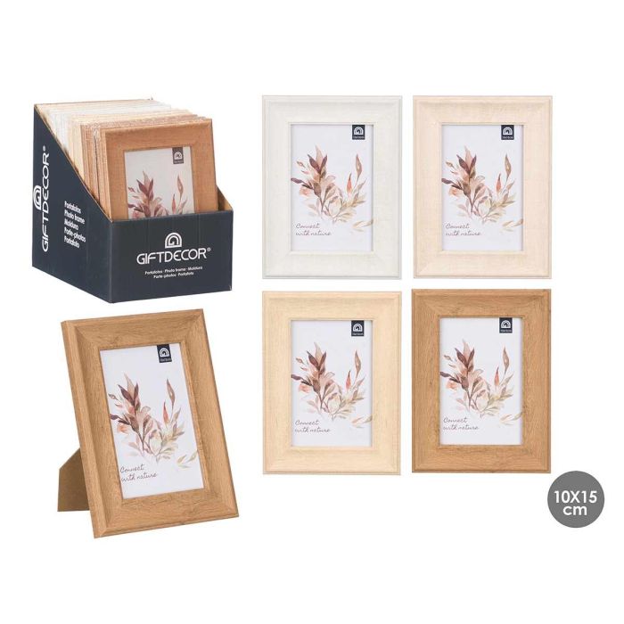 Giftdecor Portafotos Curva 10x15 cm, Madera MDF y Vidrio, Colores Surtidos - Azul, Beige, Blanco, Marrón (24 Unidades)