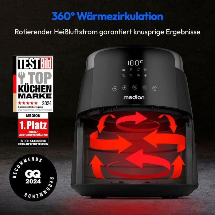 Medion MD13030 Freidora de Aire Caliente Digital 4.7 L 1500 W Negra 1
