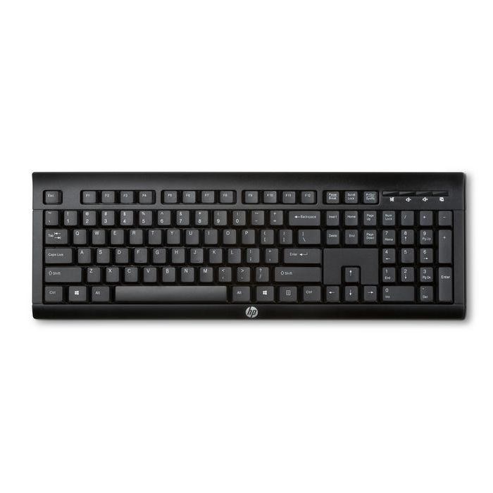 HP K2500 Teclado Inalámbrico con Teclado Numérico Completo, Resistente a Derrames, Compatible Windows 8, Diseño de Perfil Bajo