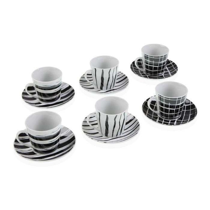 Juego de Tazas con Platos Versa Negro Porcelana