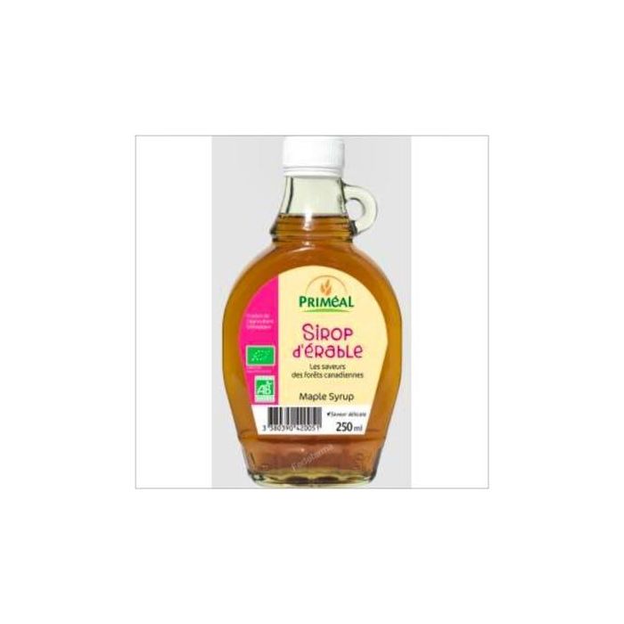 Primeal Sirope de Arce Grado C Bio 250ml puro, sabor delicado, ideal para endulzar postres y tratamiento depurativo