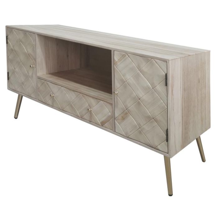 Mueble de TV DKD Home Decor 118 x 40 x 65 cm Metal Marrón claro Madera de Paulonia Pino