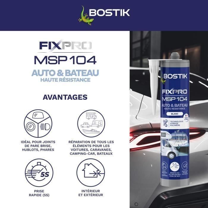 Sellador para automoción/náutica - BOSTIK - Fixpro MSP 104 - Adhesivo y sellador - Resistente a la intemperie y al agua de mar - Blanco - 290 ml 3