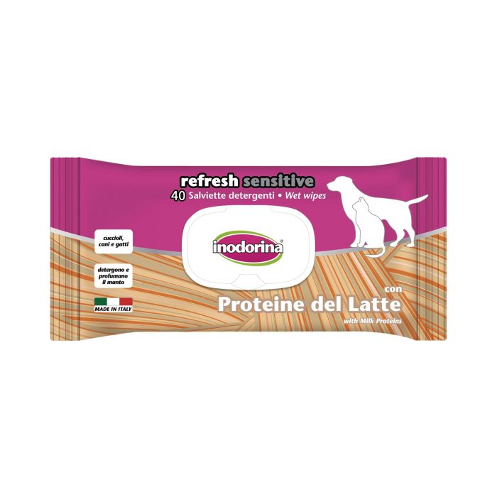 Inodorina Toallitas Funcional Proteína de Leche para Pieles Delicadas y Cachorros, 40 Unidades (20x30 cm)