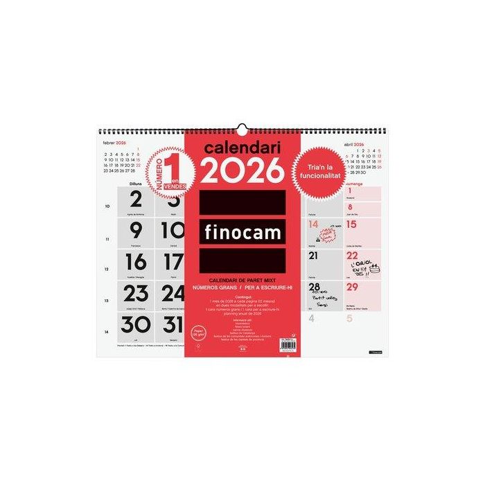 Calendari (2026) Catalan Finocam Paret Mensual Mixt Xl 540X420