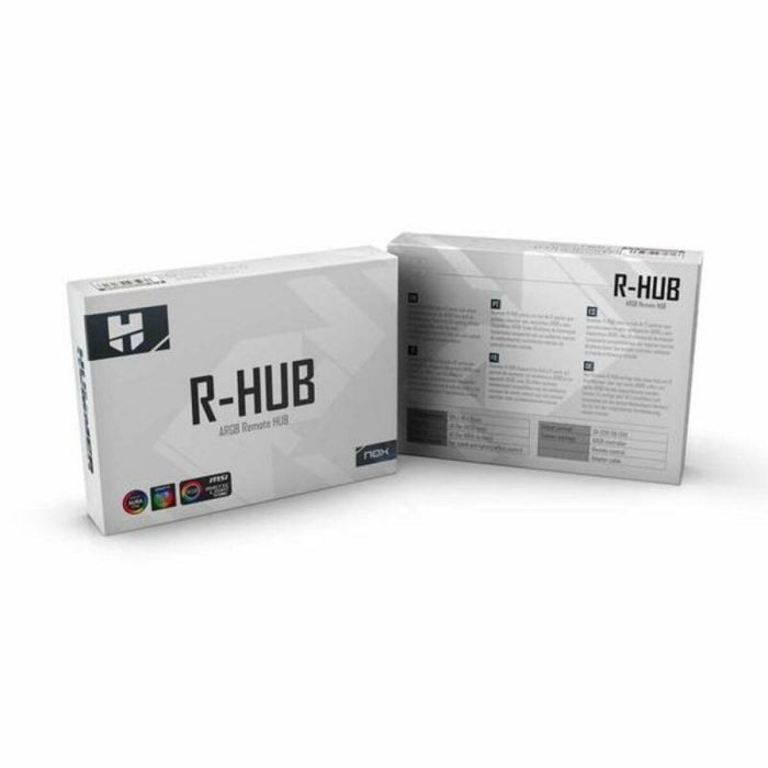 NOX R-HUB Controlador ARGB Universal con Mando a Distancia para Ventiladores y Dispositivos, Sincronización 12 Puertos, Compatible Placas Base