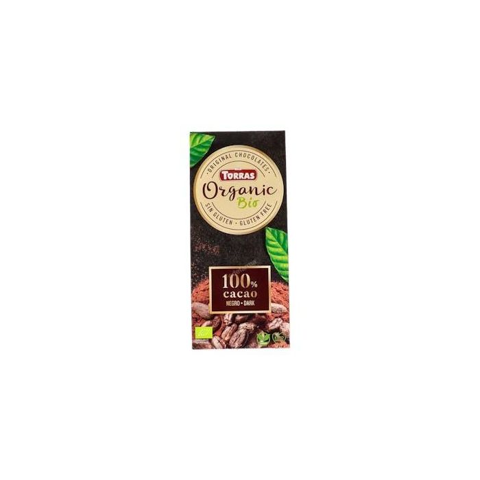 TORRAS Chocolate Negro 100% Criollo Forastero Bio Sin Gluten Sin Azúcares Añadidos