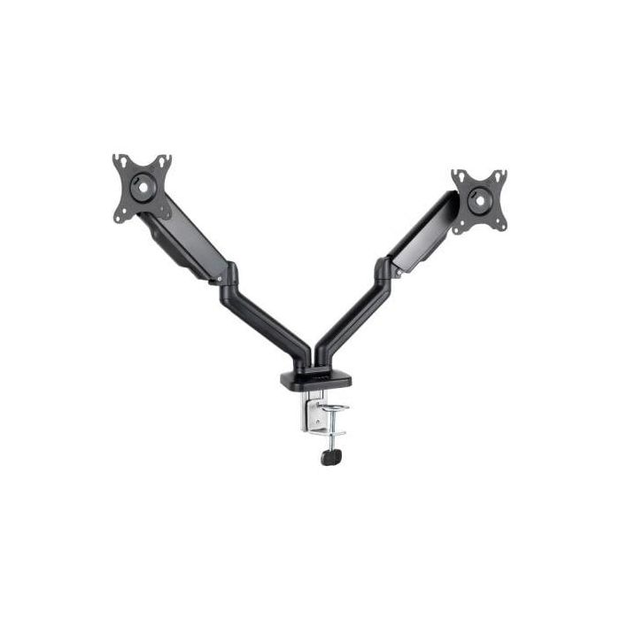 TooQ DB5132TNR-B Soporte de Mesa para 2 Monitores 17-32" hasta 9kg, Giratorio, Inclinable, VESA 75x75 100x100, Negro