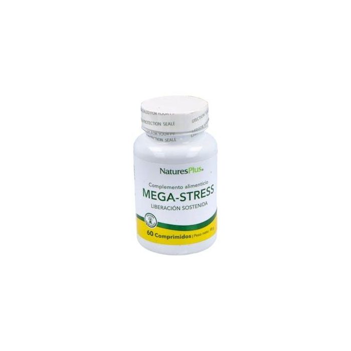 Natures Plus Mega-Stress Vitaminas B y C, Minerales para Estrés y Descanso 60 Comprimidos