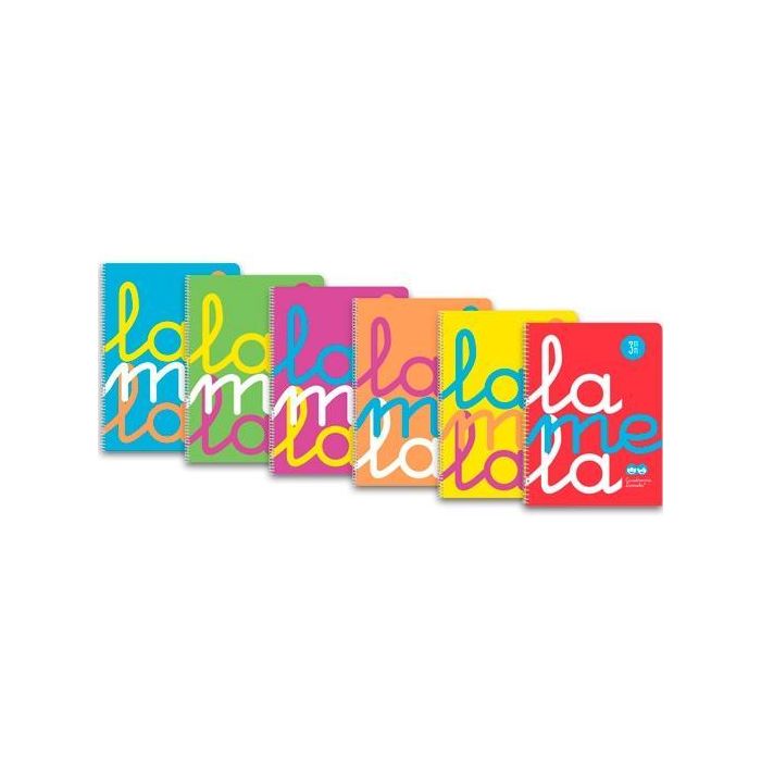 Lamela Cuaderno Espiral 4º Cuadrovía 4 mm 80 Hojas 90 gr Cubierta PP Flúor Colores Surtidos (Paquete de 6 Unidades) (6 Unidades)