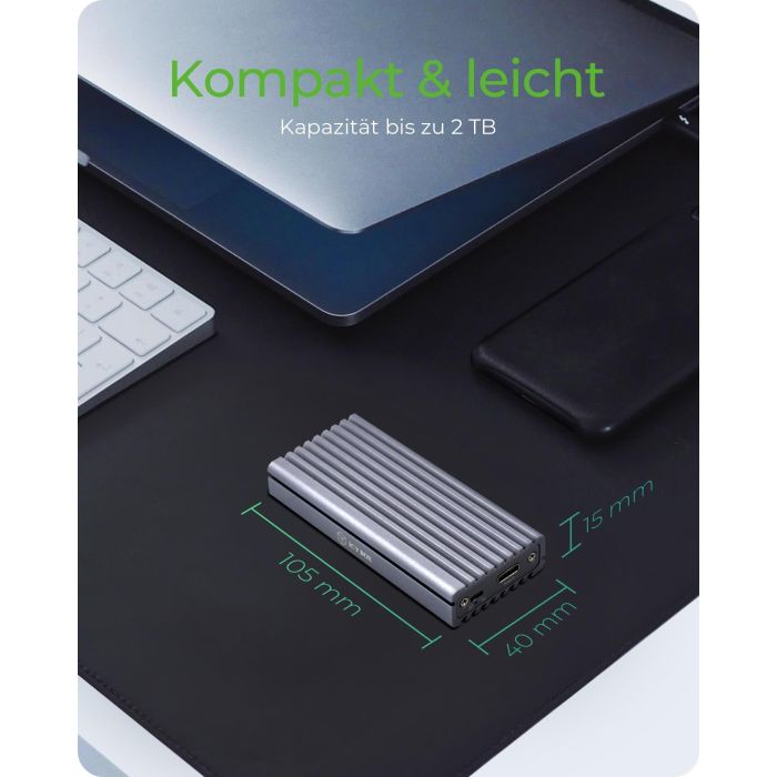 ICY BOX IB-1817M-C31 Externes USB-C 3.1 Gehäuse für M.2 NVMe SSD Aluminium 5