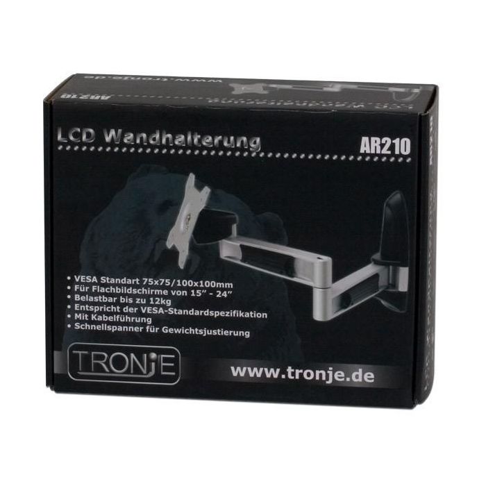 Tronje WH AR210 Soporte de Pared para Monitor de 15-24" (38-61cm) Inclinable y Giratorio 0-180º Aluminio Acero 5
