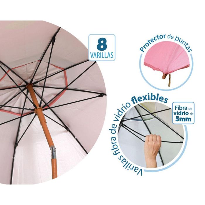 Atosa Sombrilla de Playa de Aluminio, UPF 50+, Rosa, 200 cm, Orientable 3