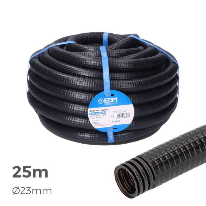Edm m-32 Corrugado para exterior Ø23mm/Ø32mm 25m PVC Negro