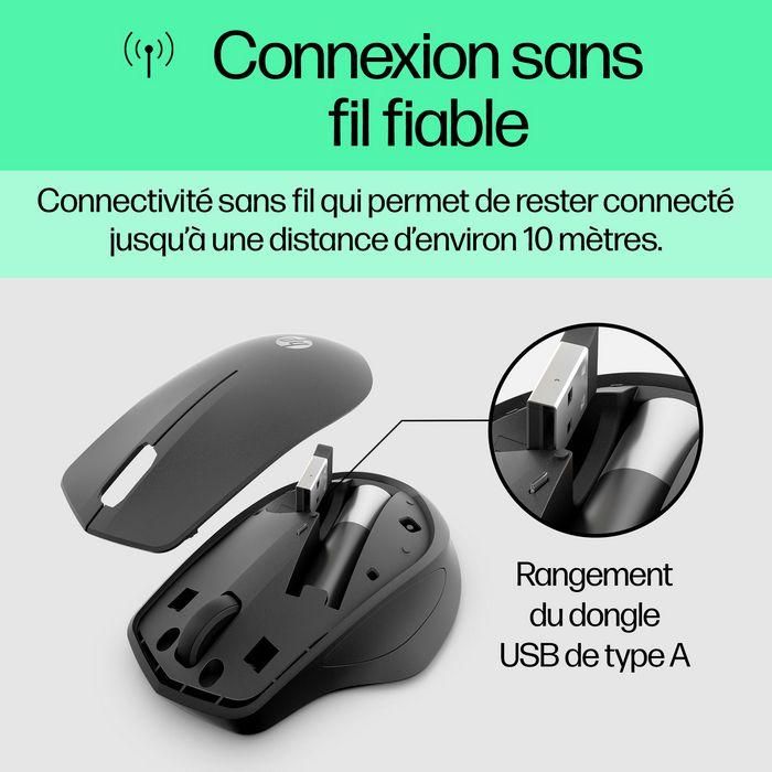 HP Ratón Inalámbrico Silencioso 280M, Negro, 2.4 GHz, Compatible Portátiles HP 15