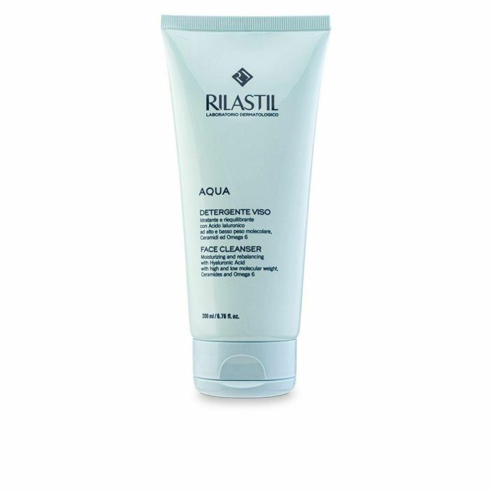 Rilastil AQUA Gel Limpiador Facial Hidratante y Reequilibrante con Ácido Hialurónico, Ceramidas y Omega 6 - 200 ml
