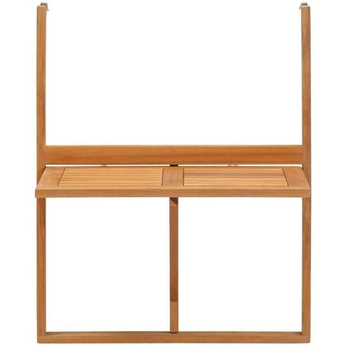 Mesa de balcón suspendida LILOU - Madera de acacia FSC - Plegable - 60x44x80 cm 2 Mesa de balcón suspendida LILOU - Madera de acacia FSC - Plegable - 60x44x80 cm 2