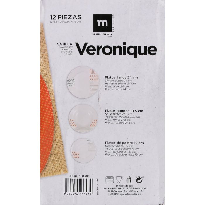 La Mediterranea Vajilla Redonda Veronique 12 Piezas (2 Unidades) 5